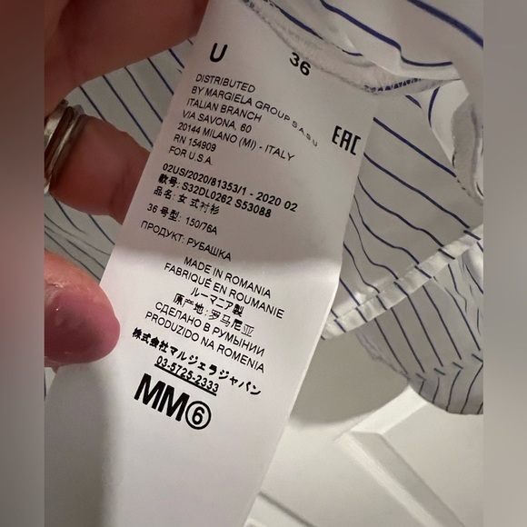 BNWT MM6 Maison Margiela CROPPED PINSTRIPE poplin SHIRT size 36 Net-a-porter - Picture 7 of 11